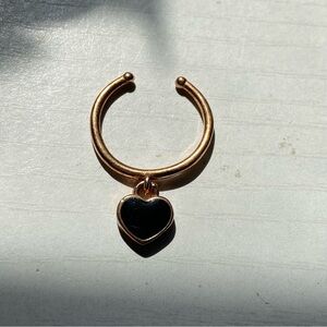 Alex and Ani Depth of Love Adjustable Rose Gold Black Heart Ring